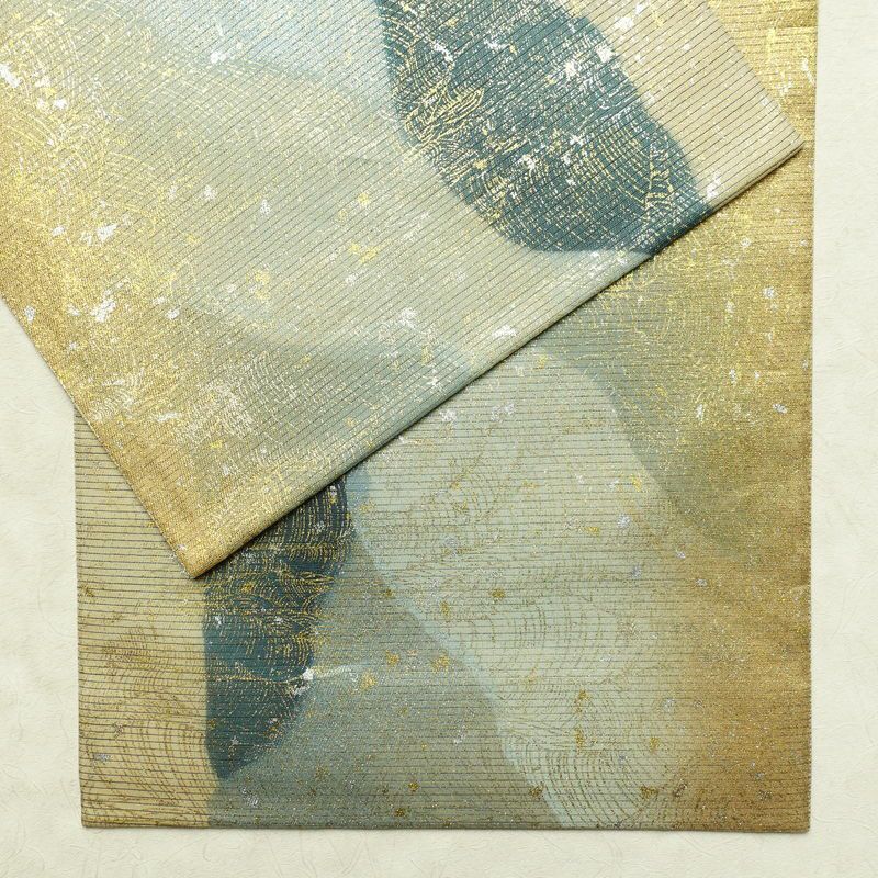 袋帯 全通柄 良品 フォーマル用 正絹 幾何学柄・抽象柄 箔 帯 多色使い_画像14