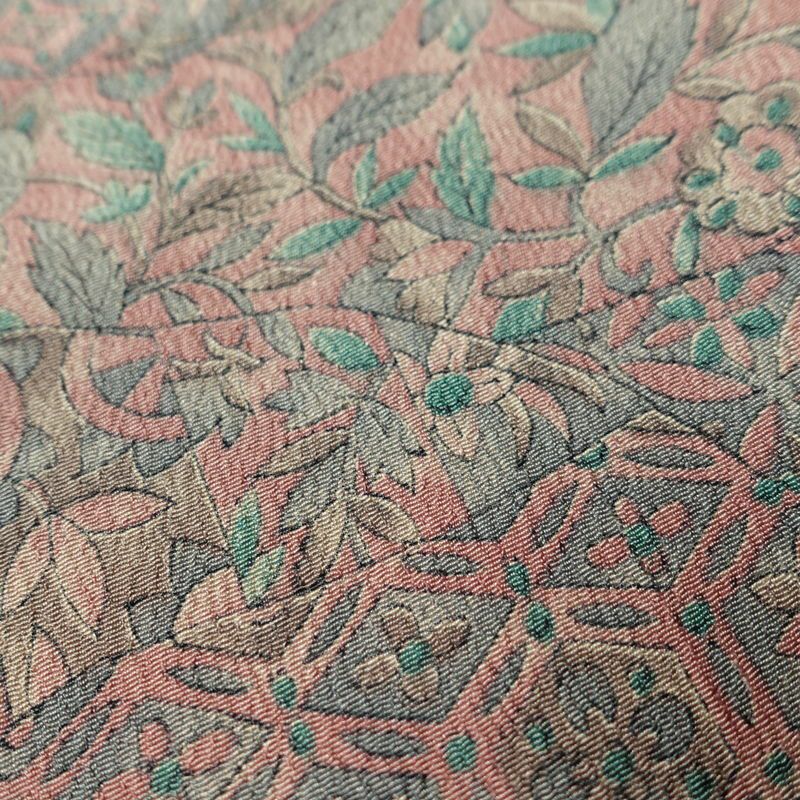 小紋 良品 しつけ糸付き 縮緬 総柄 ポリエステル 木の葉・植物柄 袷仕立て 身丈166cm 裄丈66cm 着物 多色使い_画像7