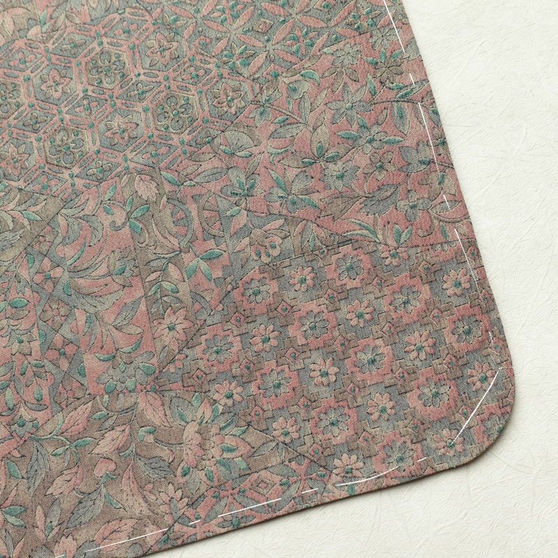 小紋 良品 しつけ糸付き 縮緬 総柄 ポリエステル 木の葉・植物柄 袷仕立て 身丈166cm 裄丈66cm 着物 多色使い_画像15