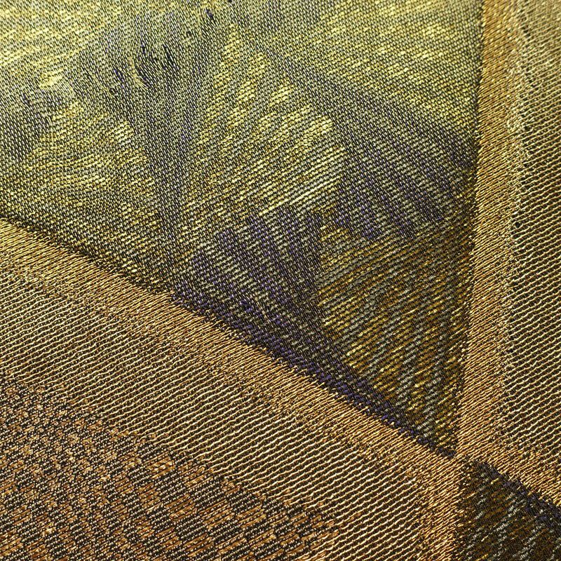 袋帯 太鼓柄 特許番号177743号 フォーマル用 正絹 幾何学柄・抽象柄 金糸 帯 茶_画像3