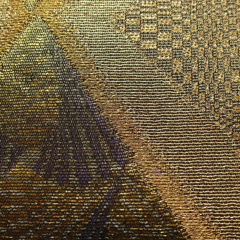 袋帯 太鼓柄 特許番号177743号 フォーマル用 正絹 幾何学柄・抽象柄 金糸 帯 茶_画像4