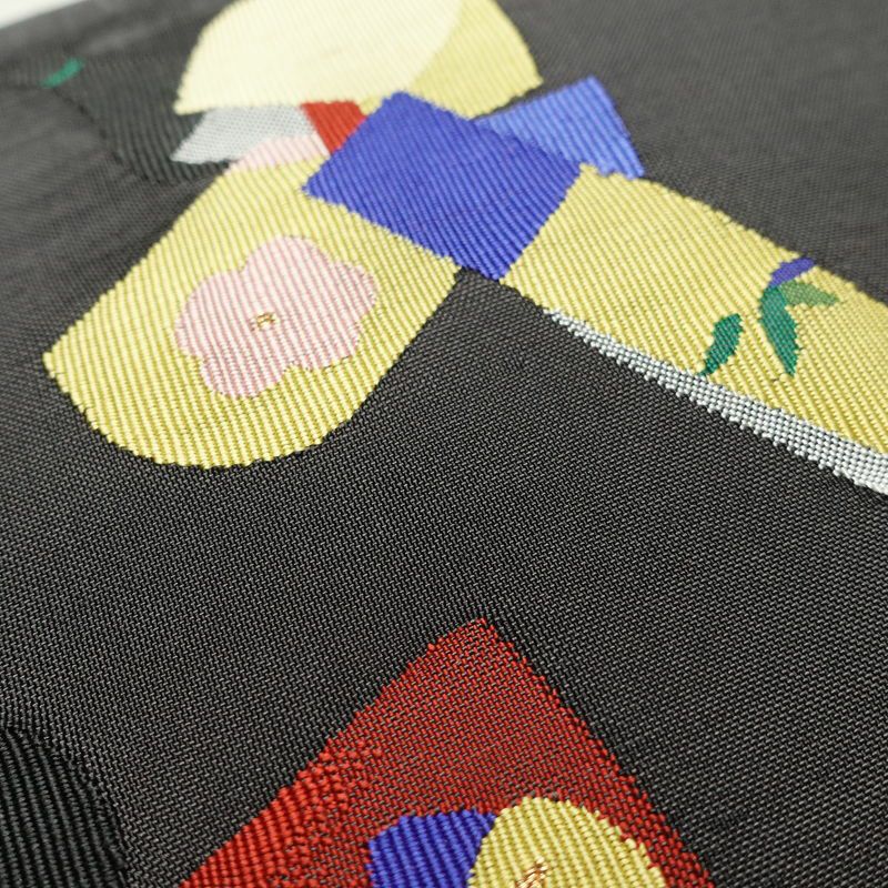 袋帯 六通柄 良品 一般用 正絹 長尺 人物・動物柄 帯 グレー_画像7