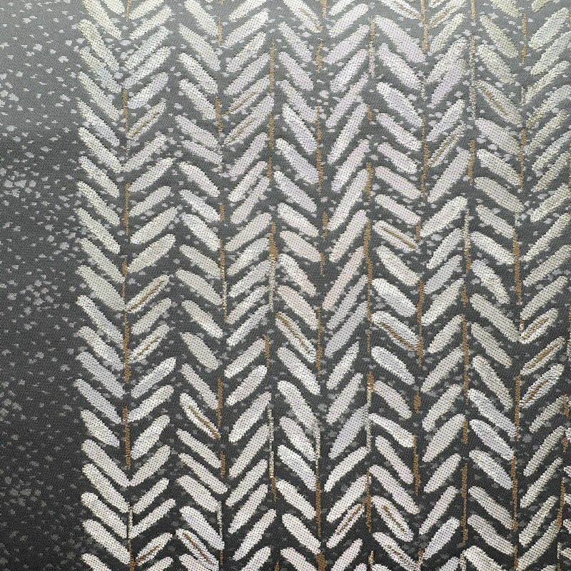 袋帯 六通柄 良品 フォーマル用 正絹 木の葉・植物柄 帯 グレー_画像2