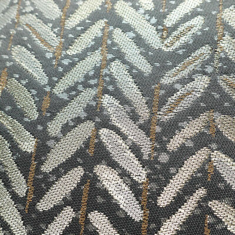 袋帯 六通柄 良品 フォーマル用 正絹 木の葉・植物柄 帯 グレー_画像3