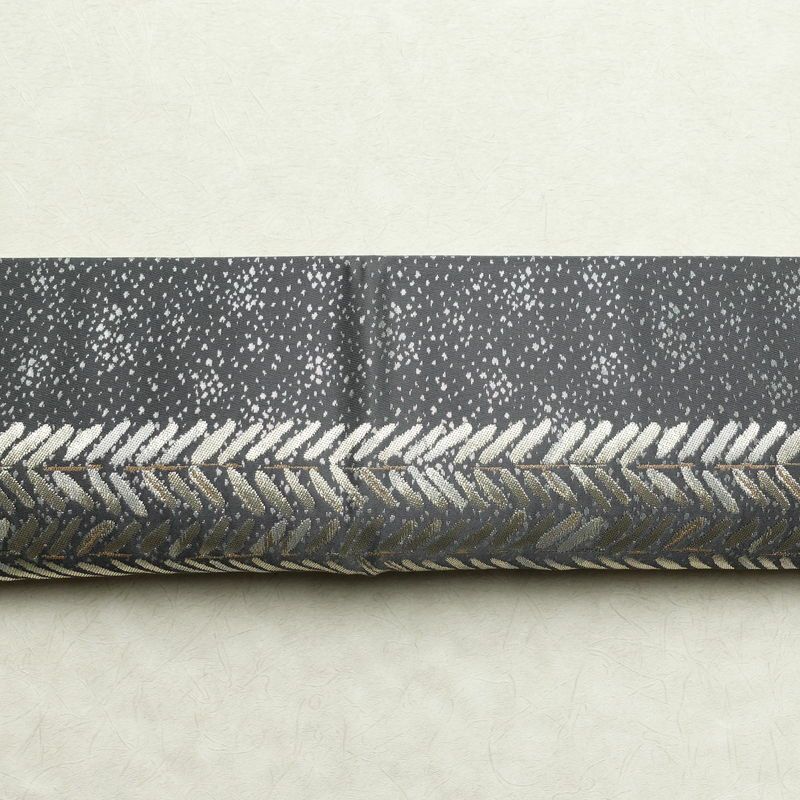 袋帯 六通柄 良品 フォーマル用 正絹 木の葉・植物柄 帯 グレー_画像14