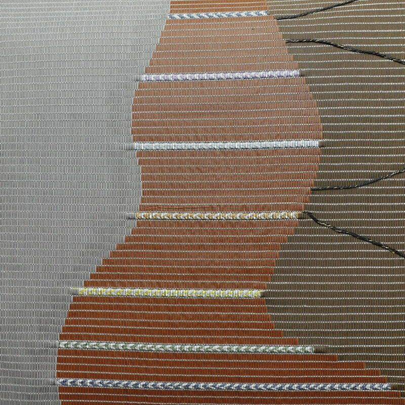 袋帯 六通柄 良品 一般用 正絹 幾何学柄・抽象柄 刺繍 帯 モダン 茶_画像2