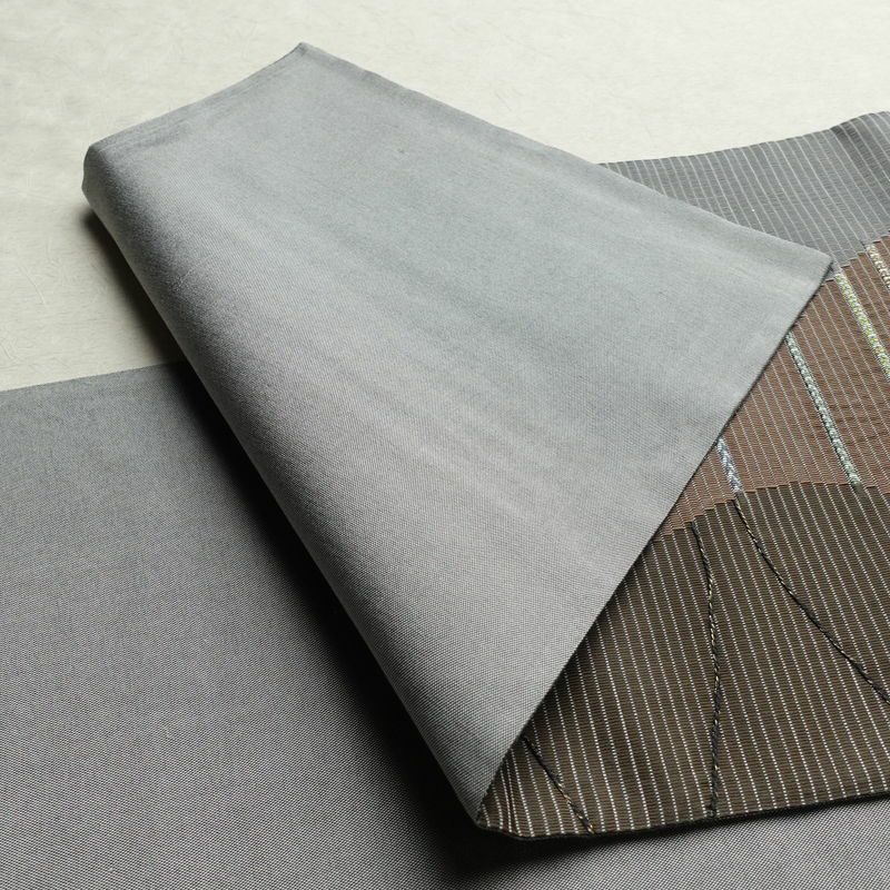 袋帯 六通柄 良品 一般用 正絹 幾何学柄・抽象柄 刺繍 帯 モダン 茶_画像9