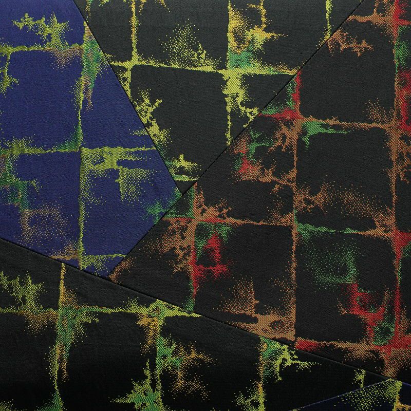 袋帯 全通柄 一般用 正絹 切嵌 幾何学柄・抽象柄 帯 黒_画像2