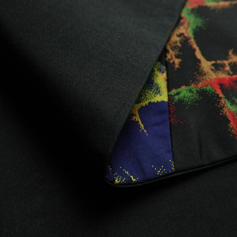 袋帯 全通柄 一般用 正絹 切嵌 幾何学柄・抽象柄 帯 黒_画像10