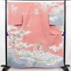 訪問着 良品 落款入り 縮緬 正絹 人物・動物柄 袷仕立て 身丈160cm 裄丈67cm フォーマル 着物 ピンク_画像1
