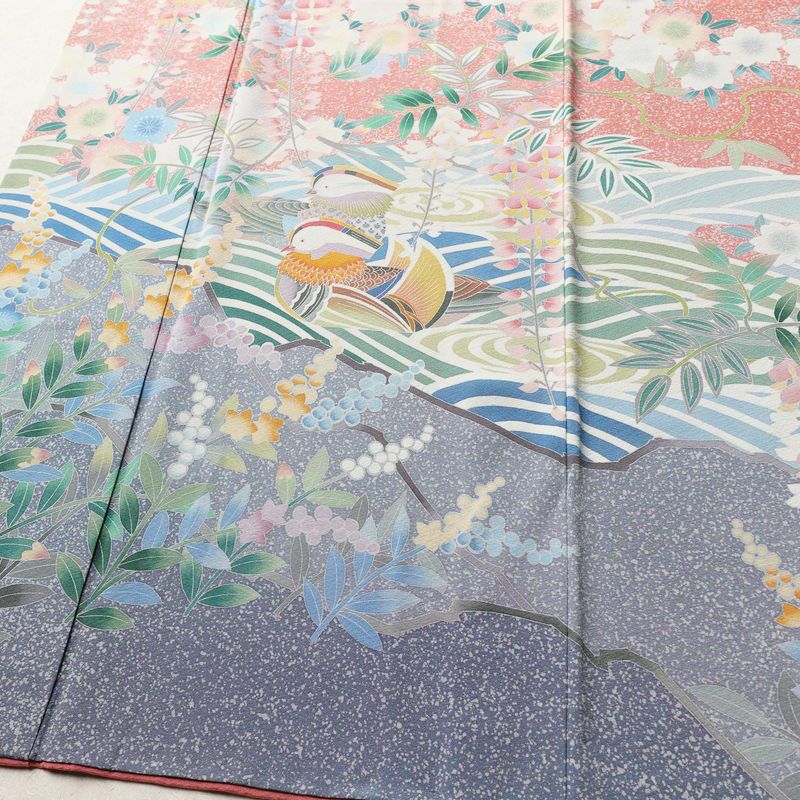 訪問着 良品 落款入り 縮緬 正絹 人物・動物柄 袷仕立て 身丈160cm 裄丈67cm フォーマル 着物 ピンク_画像4