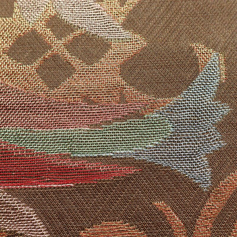 袋帯 太鼓柄 フォーマル用 正絹 人物・動物柄 金糸 帯 茶_画像4