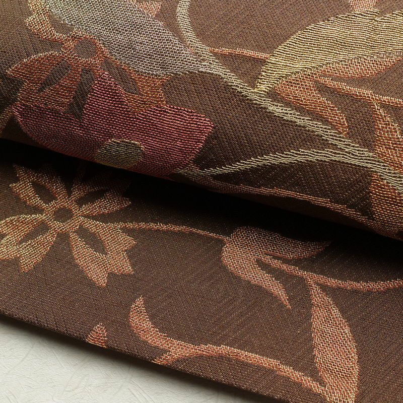 袋帯 太鼓柄 フォーマル用 正絹 人物・動物柄 金糸 帯 茶_画像8