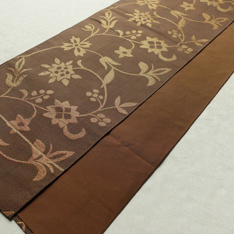 袋帯 太鼓柄 フォーマル用 正絹 人物・動物柄 金糸 帯 茶_画像9
