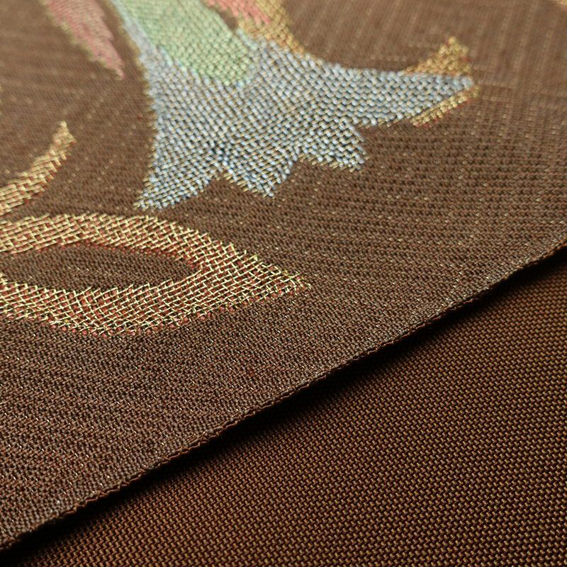 袋帯 太鼓柄 フォーマル用 正絹 人物・動物柄 金糸 帯 茶_画像13