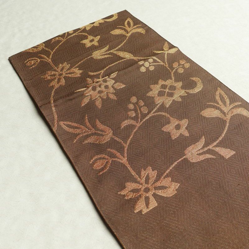 袋帯 太鼓柄 フォーマル用 正絹 人物・動物柄 金糸 帯 茶_画像18