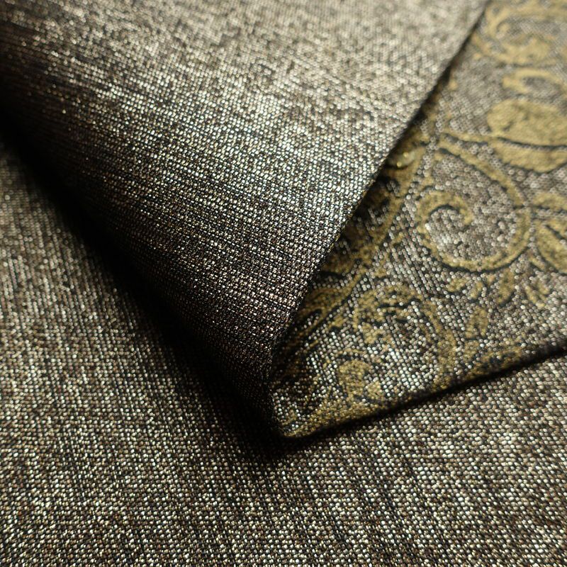 袋帯 全通柄 良品 フォーマル用 正絹 木の葉・植物柄 金糸 帯 茶_画像10