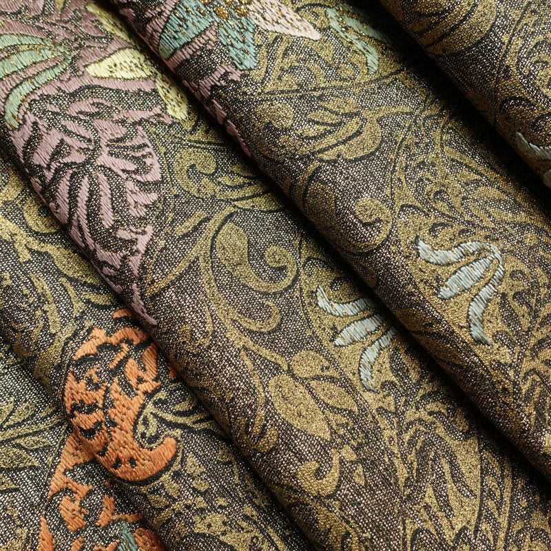 袋帯 全通柄 良品 フォーマル用 正絹 木の葉・植物柄 金糸 帯 茶_画像18