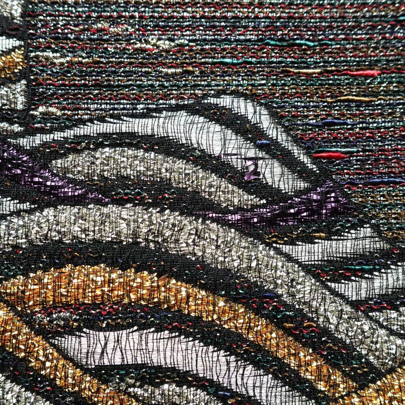 袋帯 天目織 六通柄 フォーマル用 正絹 流水・波柄 箔 金糸 銀糸 帯 多色使い_画像4