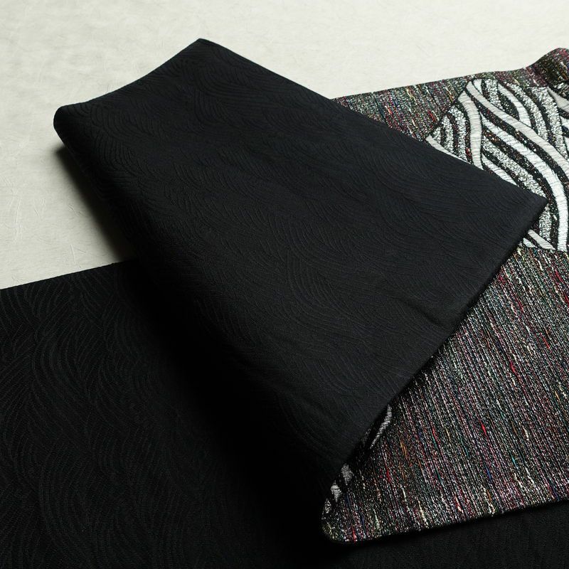 袋帯 天目織 六通柄 フォーマル用 正絹 流水・波柄 箔 金糸 銀糸 帯 多色使い_画像8