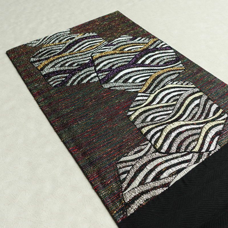 袋帯 天目織 六通柄 フォーマル用 正絹 流水・波柄 箔 金糸 銀糸 帯 多色使い_画像18