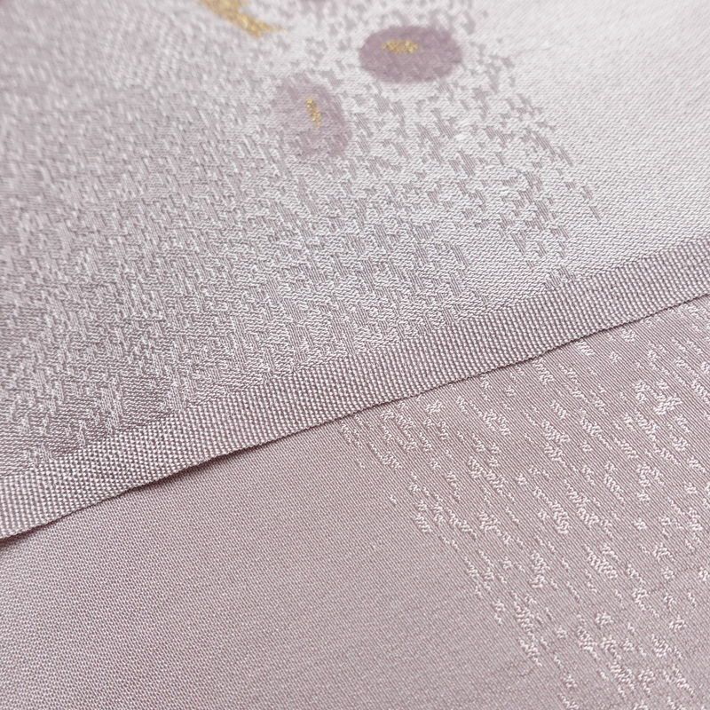 帯揚げ 綸子 正絹 木の葉・植物柄 箔 和装小物 紫・藤色_画像5