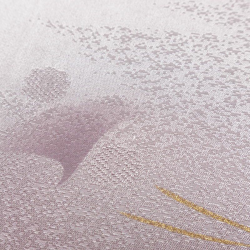 帯揚げ 綸子 正絹 木の葉・植物柄 箔 和装小物 紫・藤色_画像9