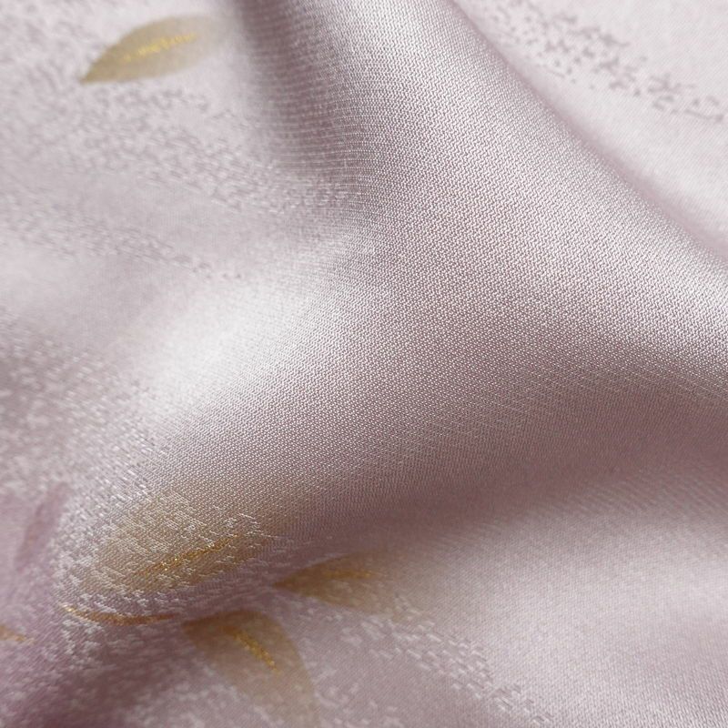 帯揚げ 綸子 正絹 木の葉・植物柄 箔 和装小物 紫・藤色_画像12