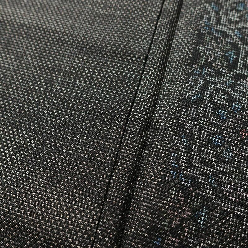 大島紬 正絹 幾何学柄・抽象柄 袷仕立て 身丈158.5cm 裄丈66.5cm 着物 グレー_画像9