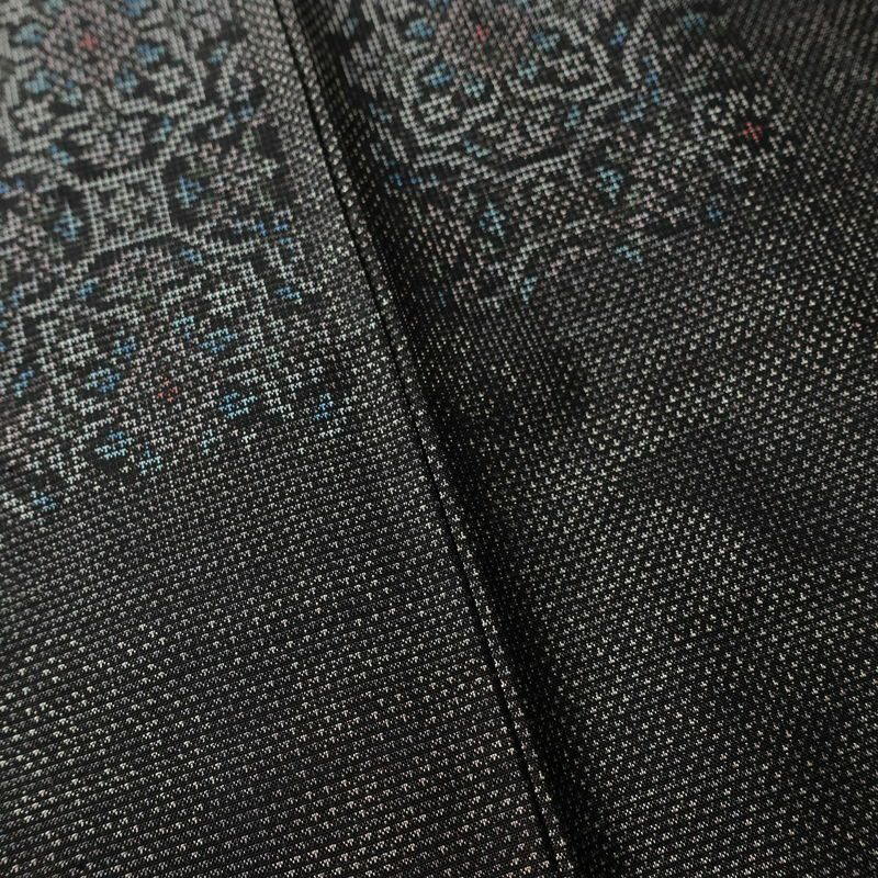 大島紬 正絹 幾何学柄・抽象柄 袷仕立て 身丈158.5cm 裄丈66.5cm 着物 グレー_画像10