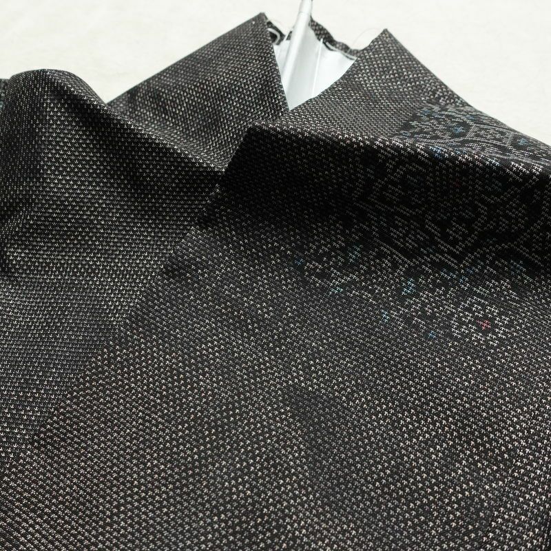 大島紬 正絹 幾何学柄・抽象柄 袷仕立て 身丈158.5cm 裄丈66.5cm 着物 グレー_画像15
