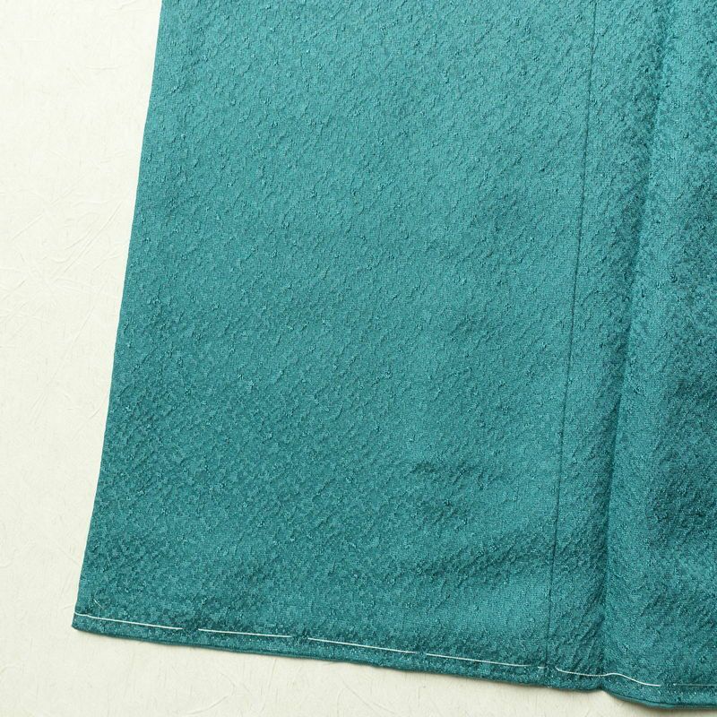 色無地 しつけ糸付き 一つ紋付き 正絹 袷仕立て 身丈148cm 裄丈63cm フォーマル 着物 緑・うぐいす色_画像10