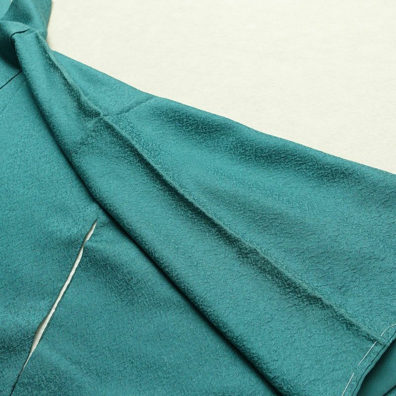 色無地 しつけ糸付き 一つ紋付き 正絹 袷仕立て 身丈148cm 裄丈63cm フォーマル 着物 緑・うぐいす色_画像12