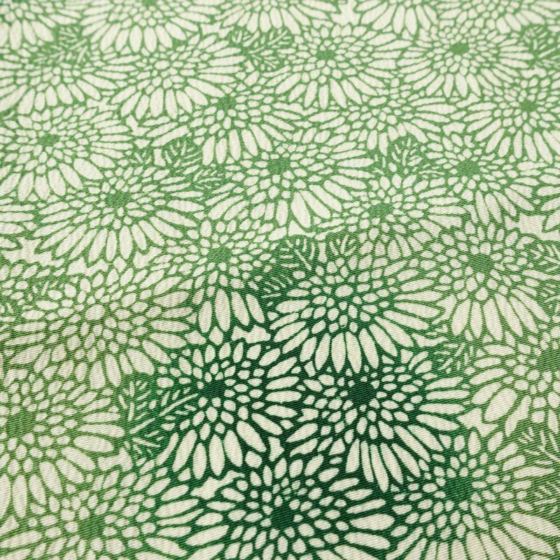 小紋 しつけ糸付き 縮緬 総柄 正絹 花柄 袷仕立て 身丈150.5cm 裄丈64cm 着物 緑・うぐいす色_画像7