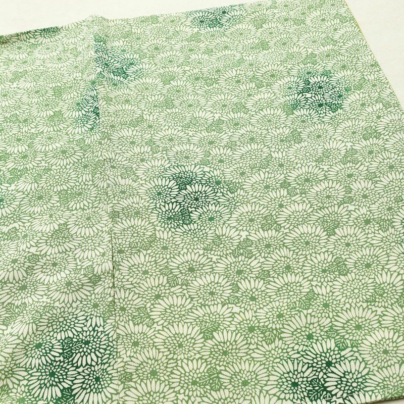 小紋 しつけ糸付き 縮緬 総柄 正絹 花柄 袷仕立て 身丈150.5cm 裄丈64cm 着物 緑・うぐいす色_画像14
