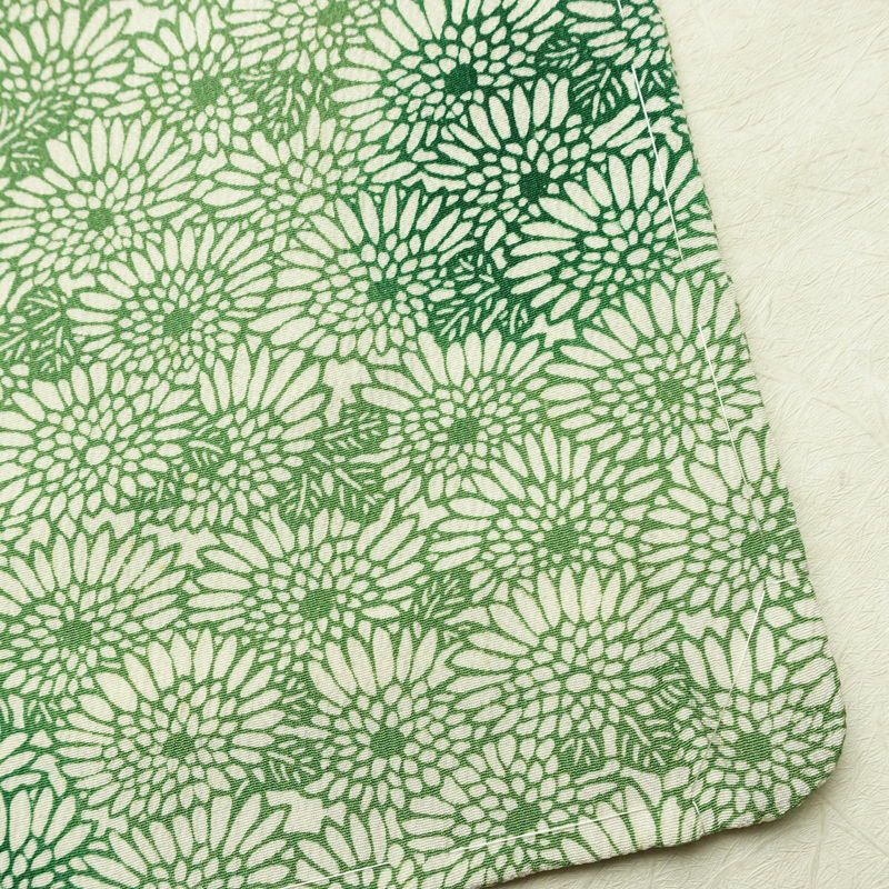 小紋 しつけ糸付き 縮緬 総柄 正絹 花柄 袷仕立て 身丈150.5cm 裄丈64cm 着物 緑・うぐいす色_画像16
