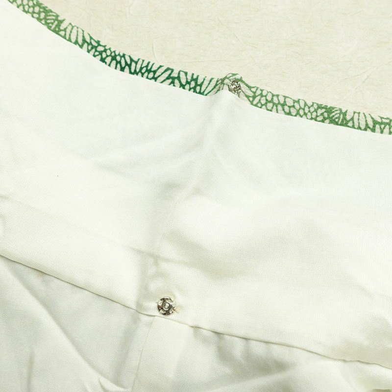 小紋 しつけ糸付き 縮緬 総柄 正絹 花柄 袷仕立て 身丈150.5cm 裄丈64cm 着物 緑・うぐいす色_画像20