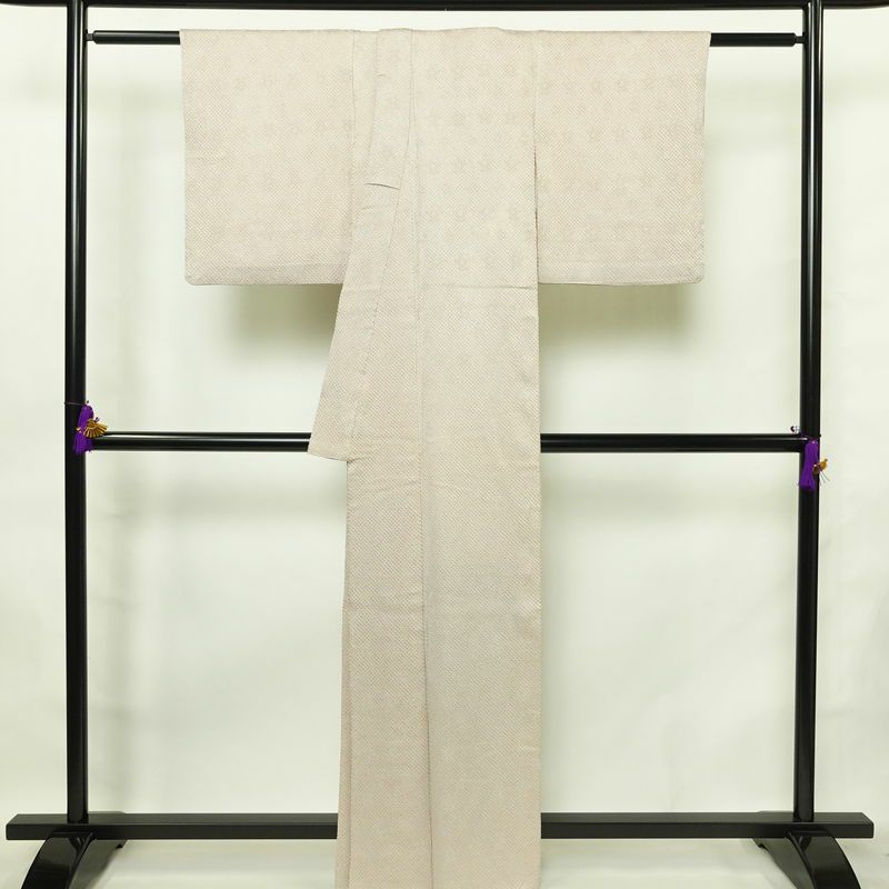 小紋 総絞り 正絹 古典柄 袷仕立て 身丈161.5cm 裄丈65cm 着物 小豆・エンジ_画像2