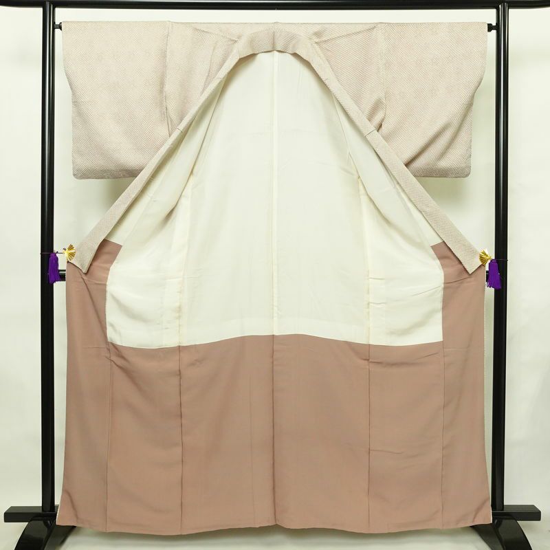 小紋 総絞り 正絹 古典柄 袷仕立て 身丈161.5cm 裄丈65cm 着物 小豆・エンジ_画像3