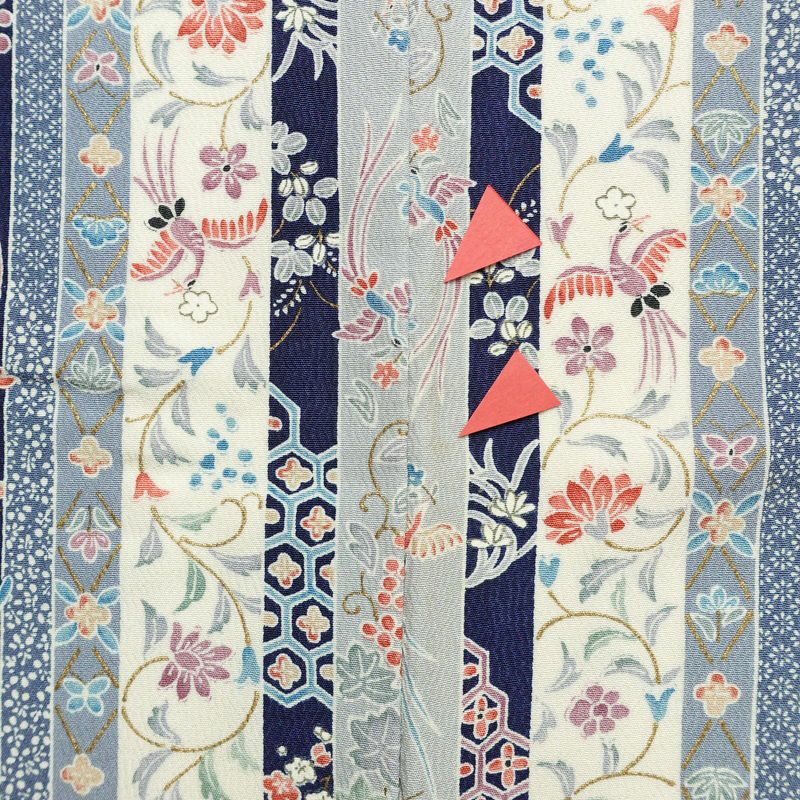 小紋 正絹 縞柄・線柄 袷仕立て 身丈168cm 裄丈68cm 金彩 着物 青・紺_画像12