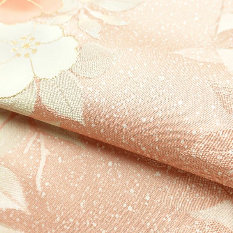 小紋 美品 柄生かし染 しつけ糸付き 一つ紋付き 正絹 花柄 袷仕立て 身丈160cm 裄丈66cm 金彩 着物 ピンク_画像19