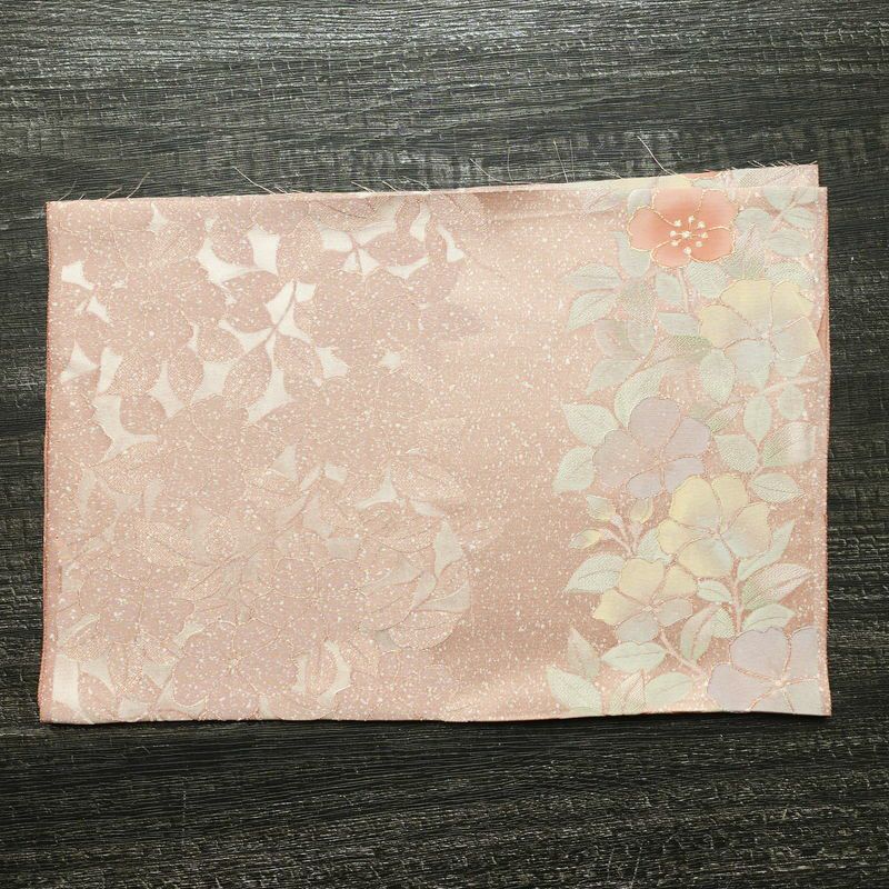 小紋 美品 柄生かし染 しつけ糸付き 一つ紋付き 正絹 花柄 袷仕立て 身丈160cm 裄丈66cm 金彩 着物 ピンク_画像21