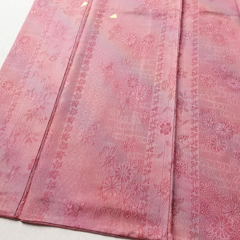 小紋 正絹 花柄 袷仕立て 身丈156cm 裄丈65.5cm 着物 ピンク_画像4