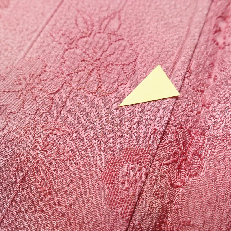 小紋 正絹 花柄 袷仕立て 身丈156cm 裄丈65.5cm 着物 ピンク_画像7