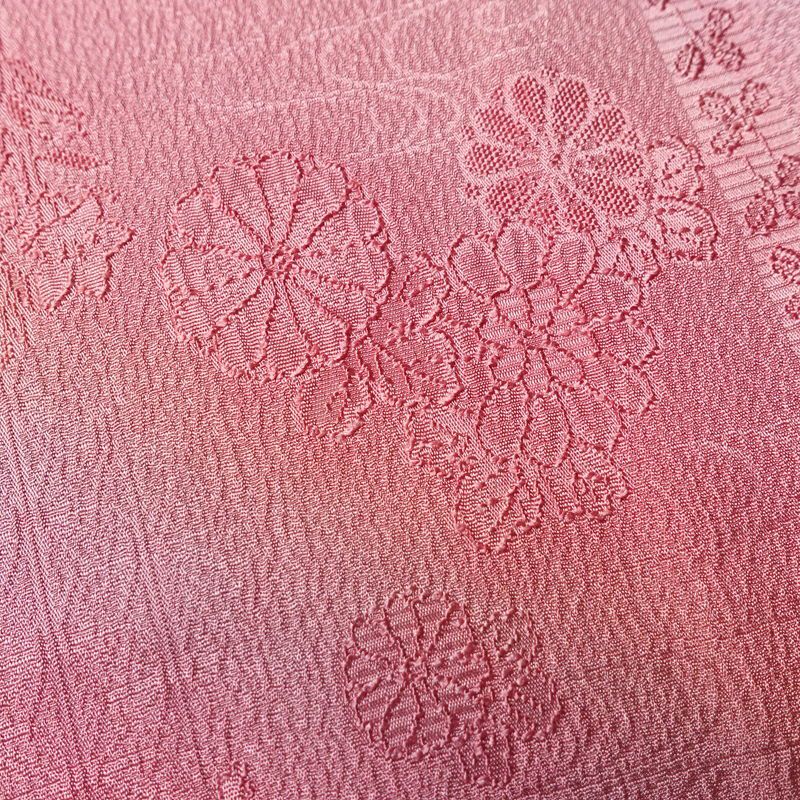 小紋 正絹 花柄 袷仕立て 身丈156cm 裄丈65.5cm 着物 ピンク_画像8