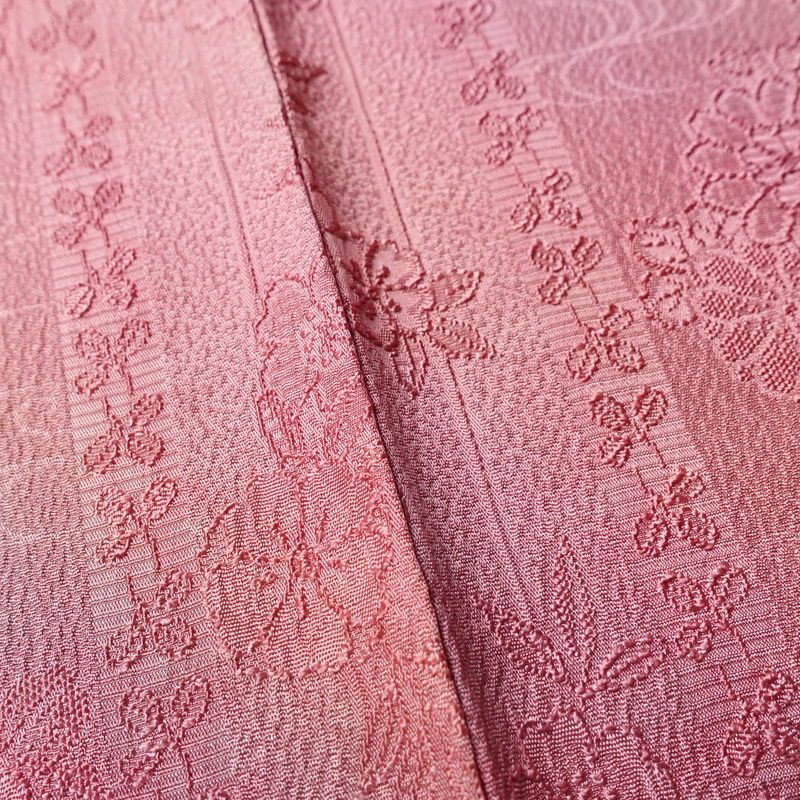 小紋 正絹 花柄 袷仕立て 身丈156cm 裄丈65.5cm 着物 ピンク_画像10