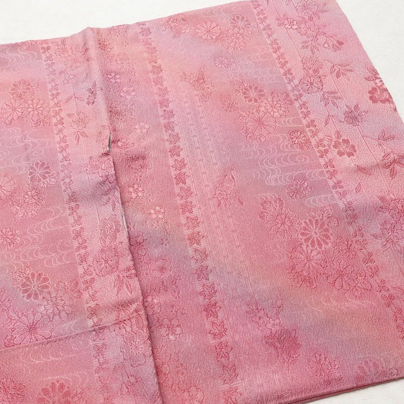 小紋 正絹 花柄 袷仕立て 身丈156cm 裄丈65.5cm 着物 ピンク_画像12