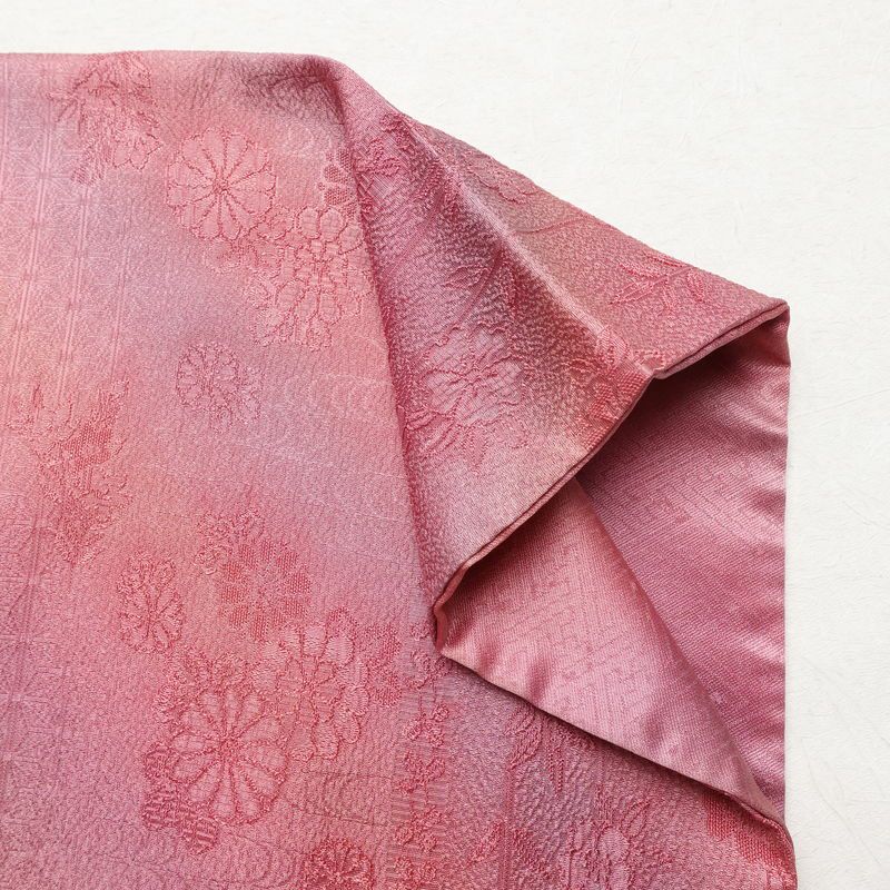 小紋 正絹 花柄 袷仕立て 身丈156cm 裄丈65.5cm 着物 ピンク_画像13