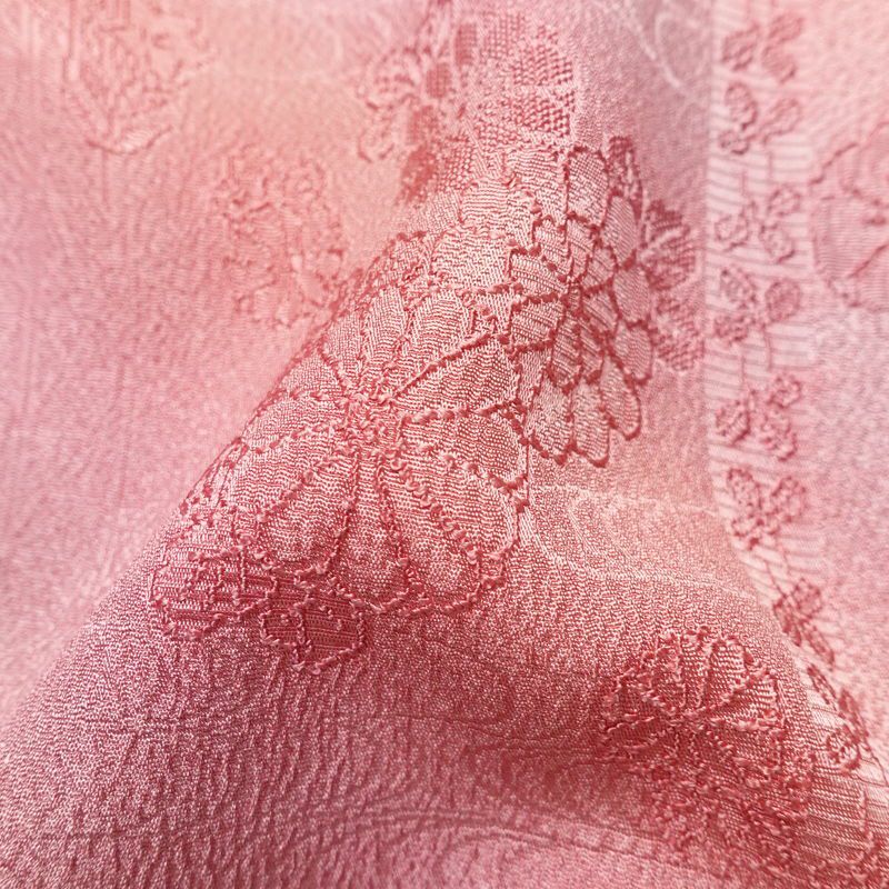 小紋 正絹 花柄 袷仕立て 身丈156cm 裄丈65.5cm 着物 ピンク_画像21