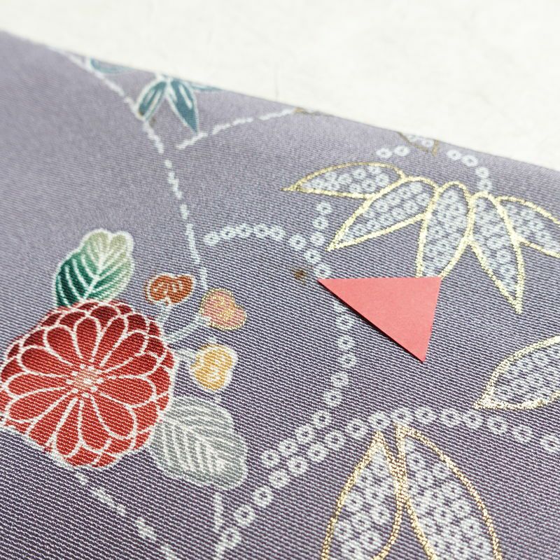 訪問着 良品 しつけ糸付き 正絹 木の葉・植物柄 袷仕立て 身丈165.5cm 裄丈66.5cm 共八掛 金彩 フォーマル 着物 紫・藤色_画像19